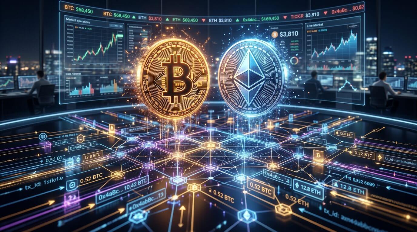 Relação entre blockchain e criptomoedas como Bitcoin e Ethereum.