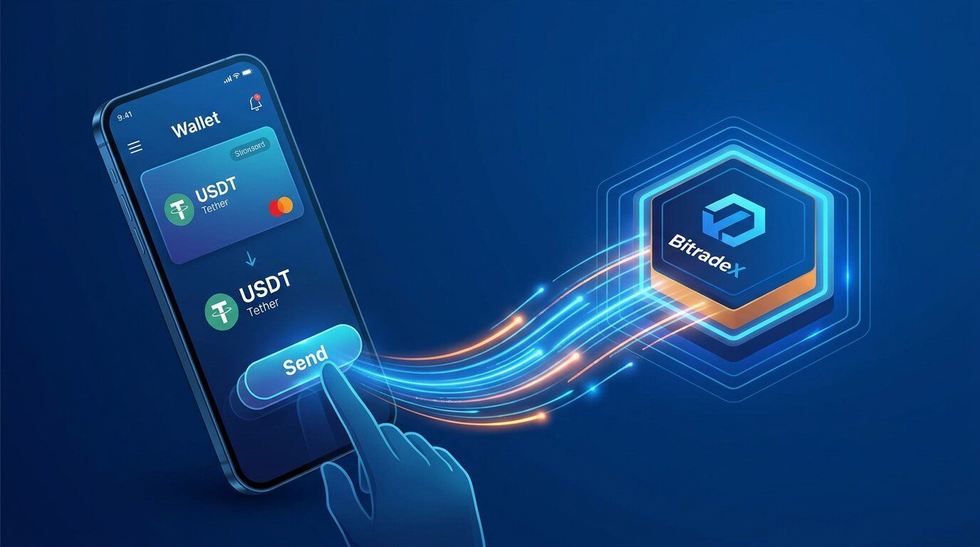 Processo de transferência de criptomoedas para uma plataforma digital.