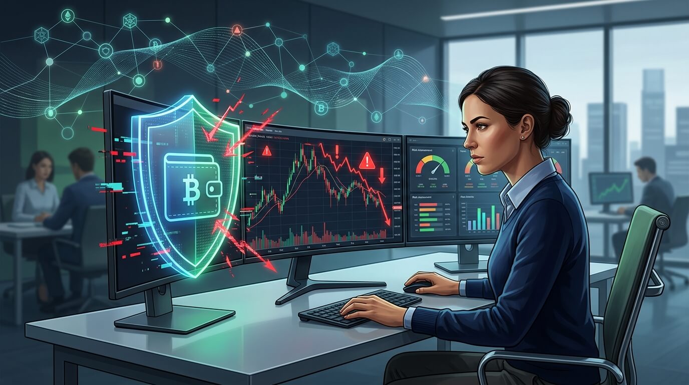Principais riscos do mercado de criptomoedas, incluindo volatilidade, golpes e segurança digital.