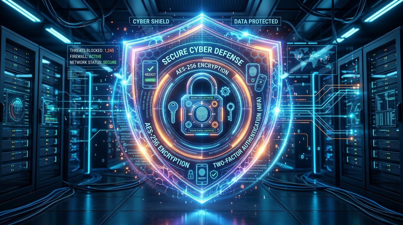 Proteção de dados e segurança digital em plataforma financeira.