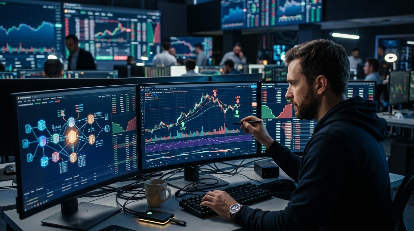 Como funciona o mercado de criptomoedas com compra e venda de ativos digitais.