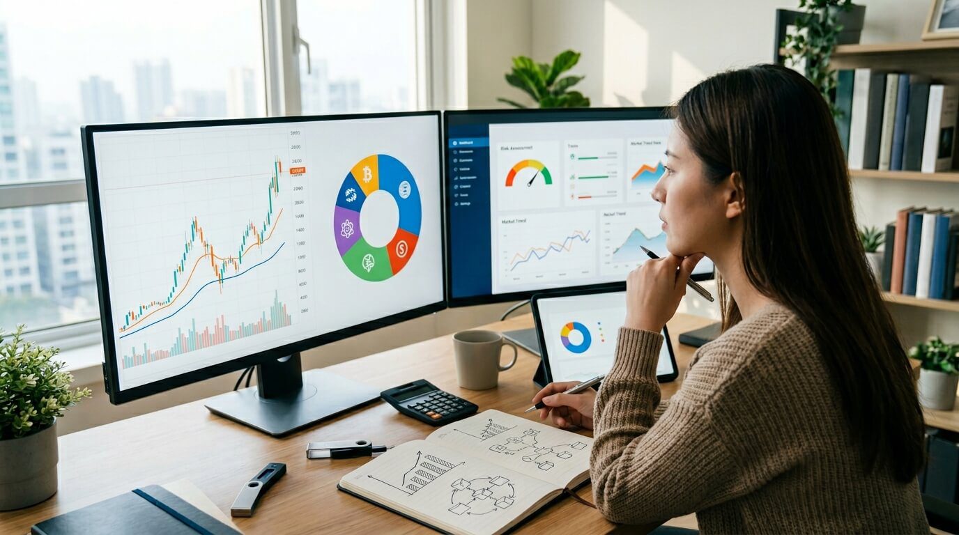 Estratégias para iniciantes investirem em criptomoedas com diversificação, planejamento e gestão de risco.