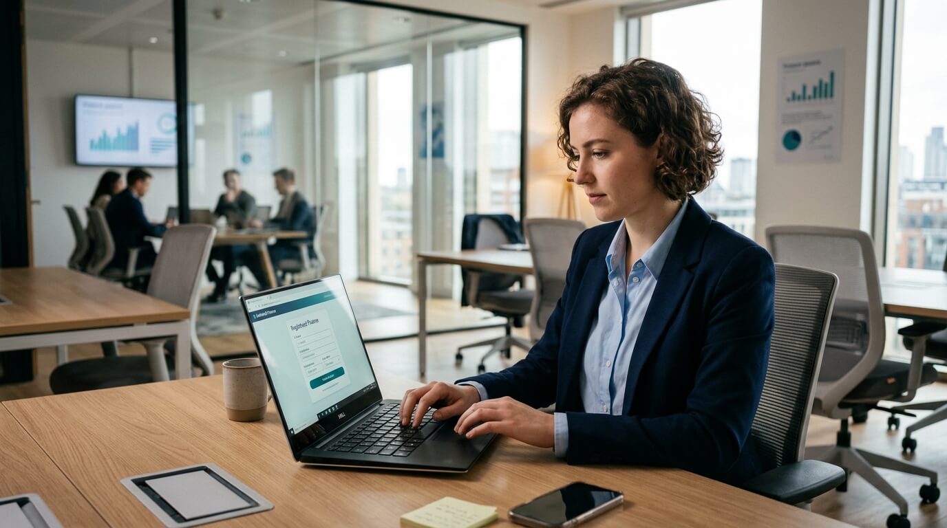 Usuario registrándose en una plataforma financiera digital.